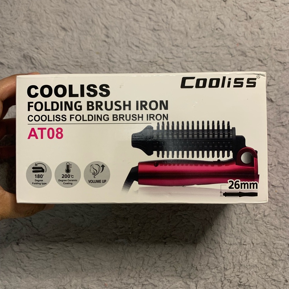Pink and Black Folding Brush Iron Grooming Tool